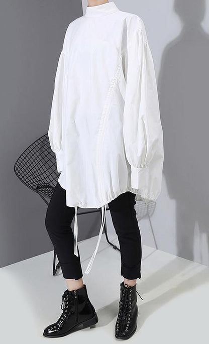 Kvinnors Blus med Lantern Sleeve Casual Stil 3