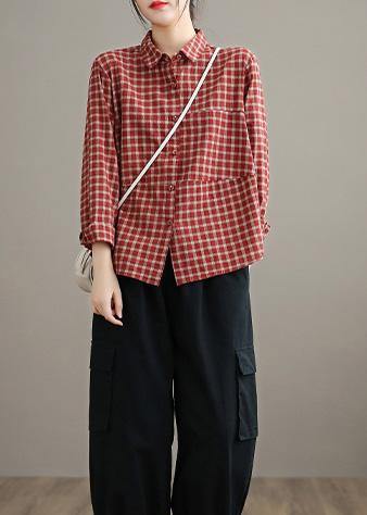 Kvinnors Blus med Löst Lapel och Patchwork 2