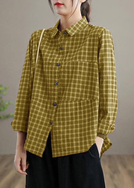 Kvinnors Blus med Löst Lapel och Patchwork 7