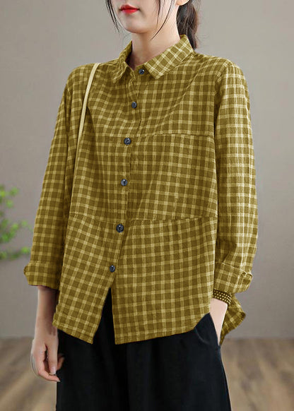 Kvinnors Blus med Löst Lapel och Patchwork 7