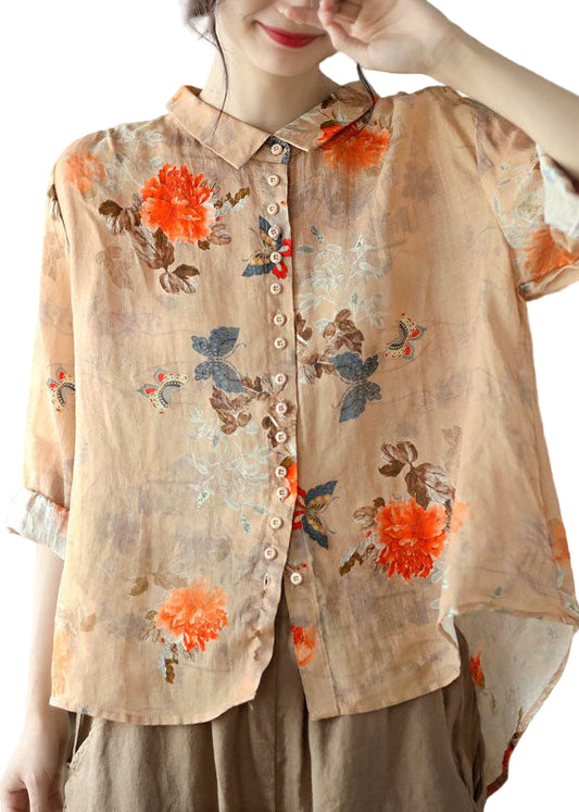 Kvinnors Blus med Peter Pan Krage i Orange 0