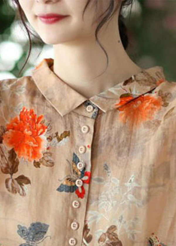 Kvinnors Blus med Peter Pan Krage i Orange 3