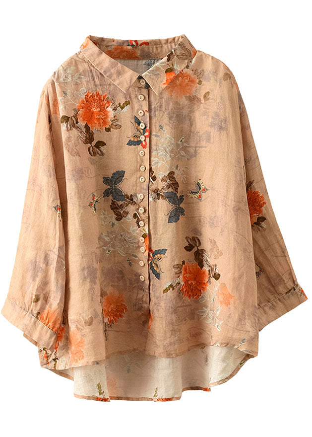 Kvinnors Blus med Peter Pan Krage i Orange 4
