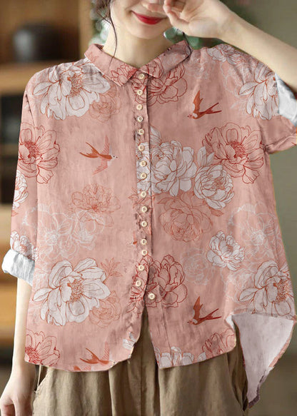 Kvinnors Blus med Peter Pan Krage i Orange 5