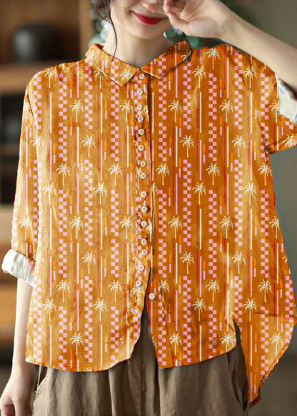 Kvinnors Blus med Peter Pan Krage i Orange 6