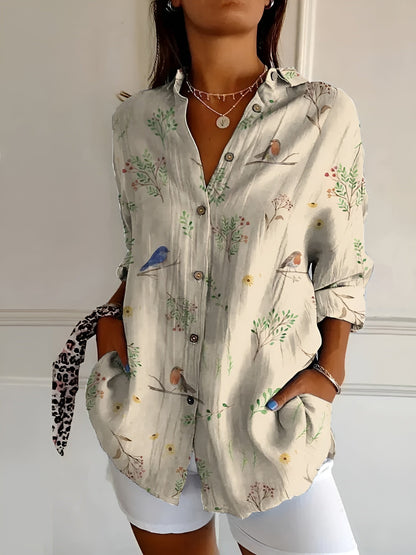 Kvinnors Blus med Unika Tryck Lekfull Design 4