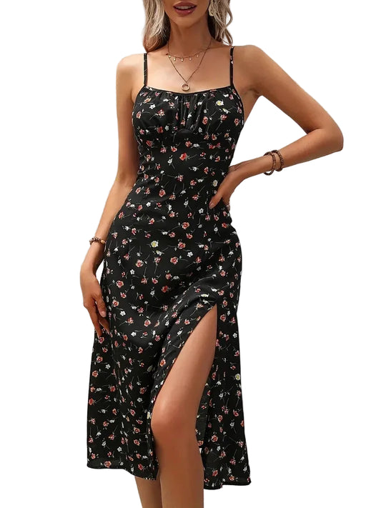 Kvinnors Boho Beach Klänning med Blommönster 0