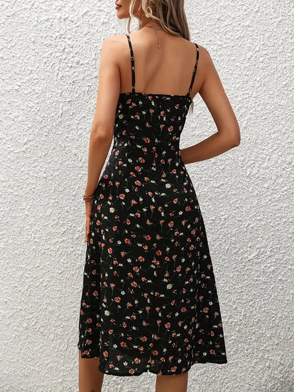 Kvinnors Boho Beach Klänning med Blommönster 1
