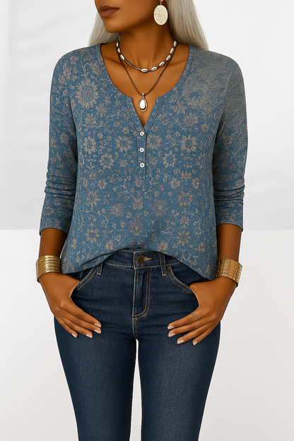Kvinnors Boho Blus Blommig Design 1