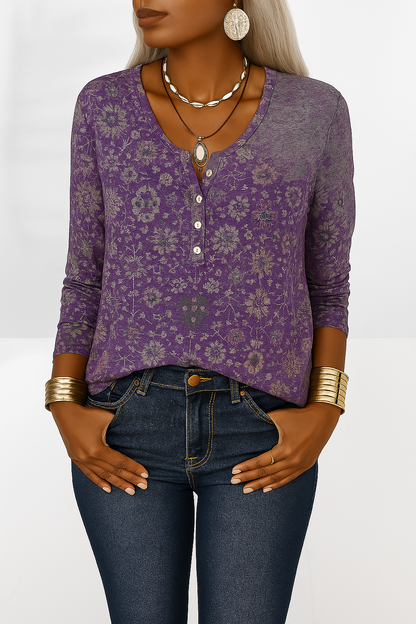 Kvinnors Boho Blus Blommig Design 2
