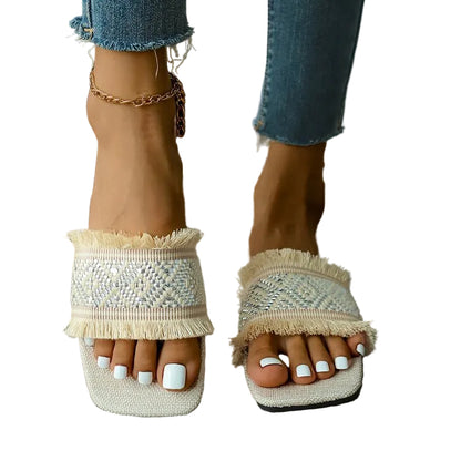 Kvinnors Boho Flats Med Fransar 0