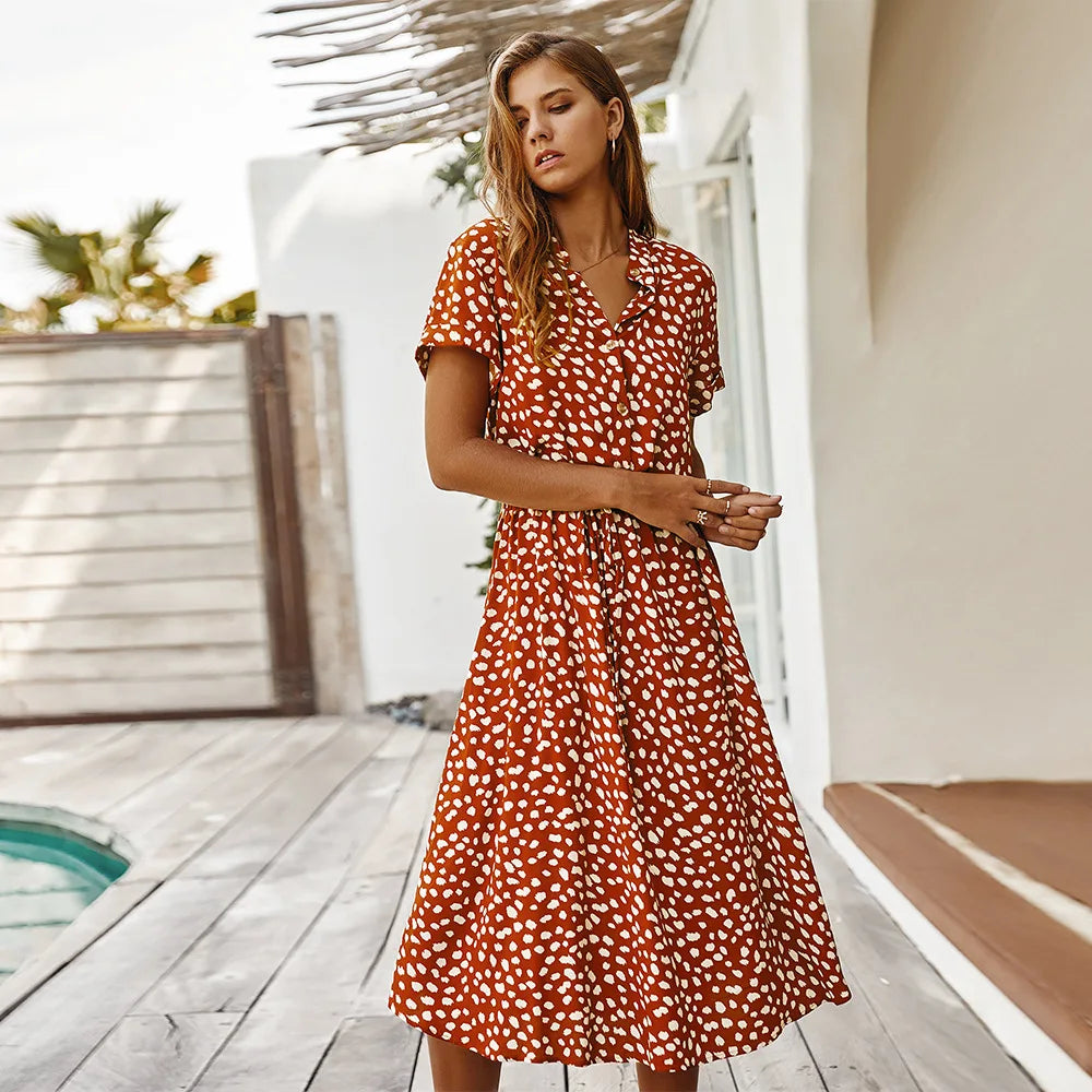 Kvinnors Boho Klänning med Blommönster 9