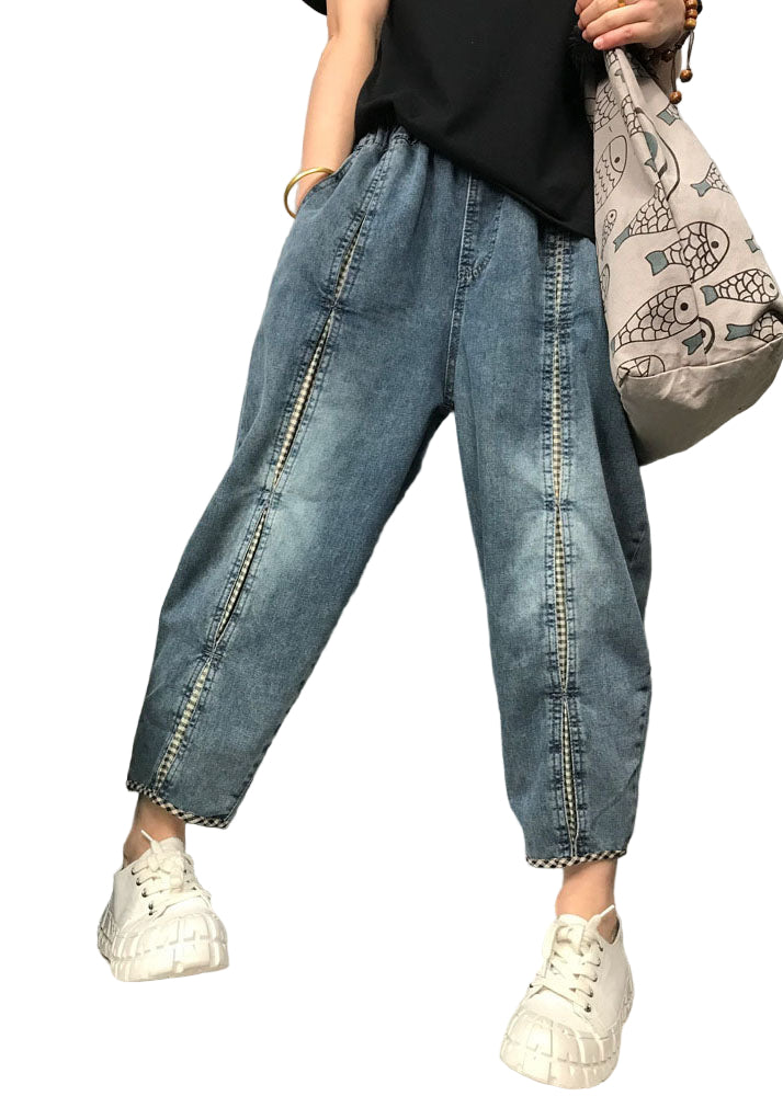 Kvinnors Boho Patchwork Denim Byxor 0