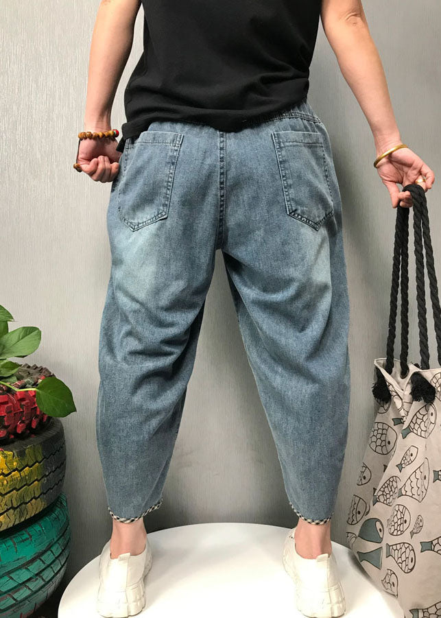 Kvinnors Boho Patchwork Denim Byxor 4