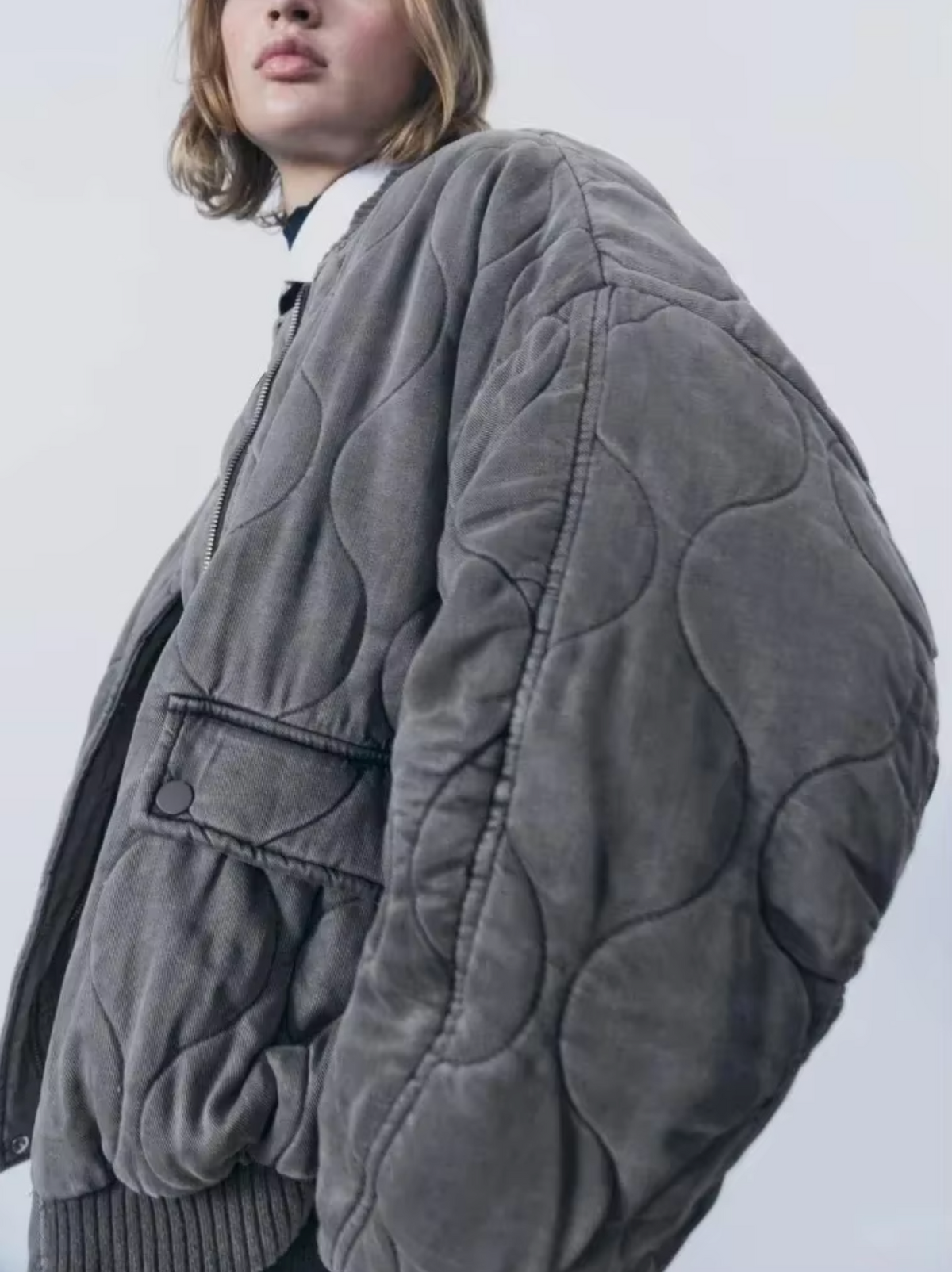 Kvinnors Bomullsjacka med Rund Hals 2