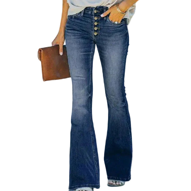 Kvinnors Bootcut Jeans Hög Midja 0