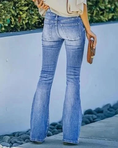 Kvinnors Bootcut Jeans Hög Midja 2