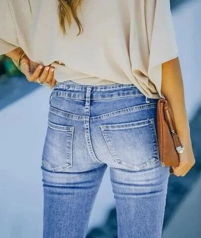 Kvinnors Bootcut Jeans Hög Midja 4