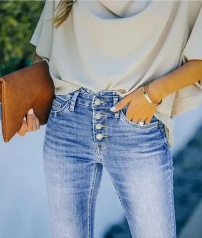 Kvinnors Bootcut Jeans Hög Midja 5