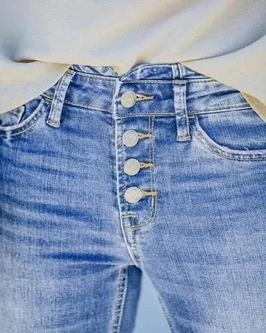 Kvinnors Bootcut Jeans Hög Midja 6