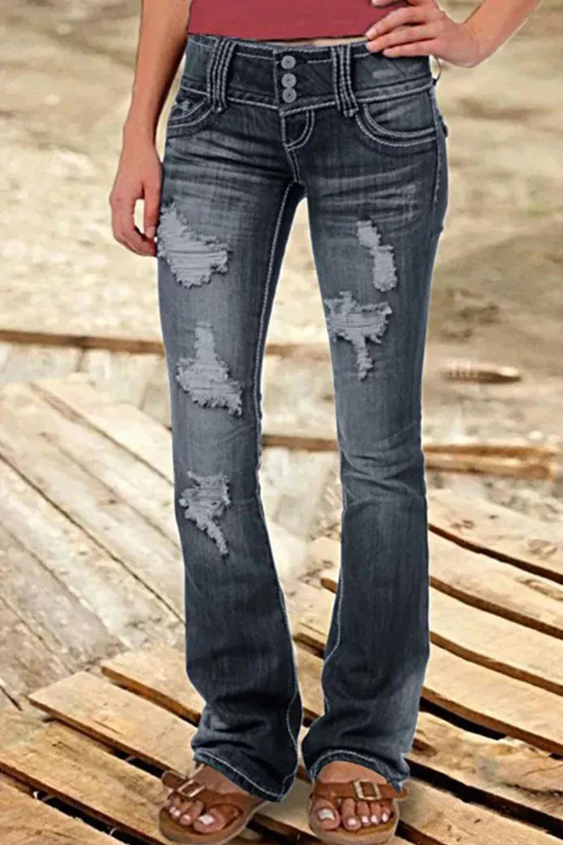 Kvinnors Bootcut Jeans Hög Midja 7