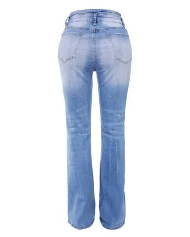 Kvinnors Bootcut Jeans Hög Midja 8