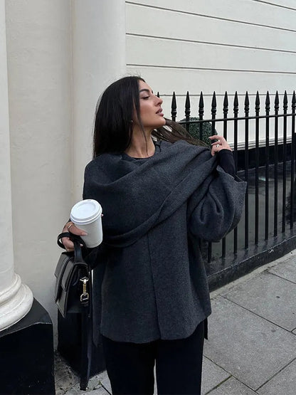 Kvinnors Cape Coat Draperad 5