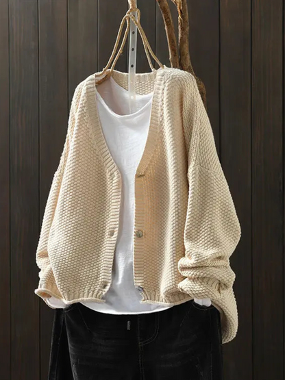 Kvinnors Cardigan V-ringad Avslappnad Stil 3