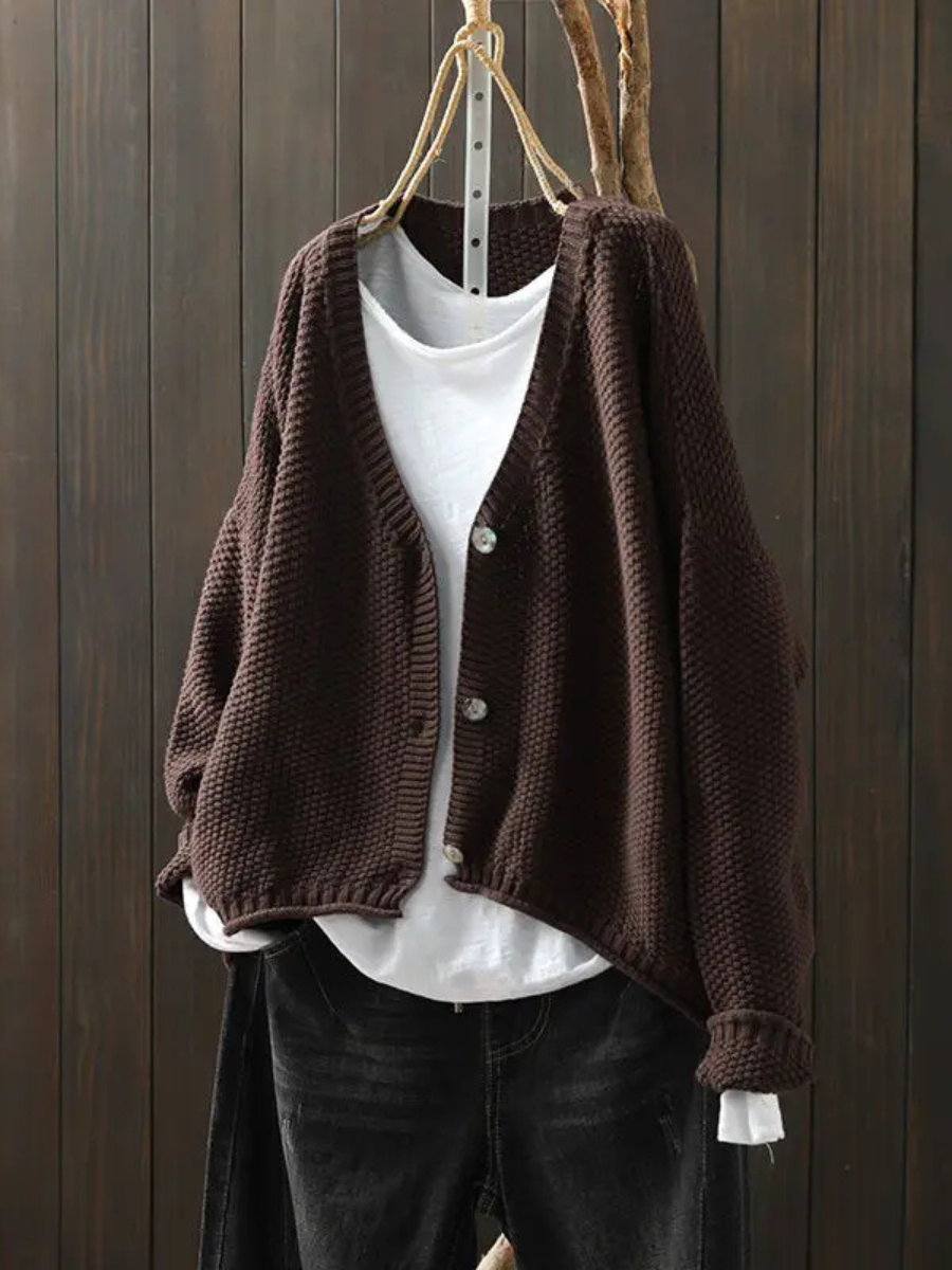 Kvinnors Cardigan V-ringad Avslappnad Stil 4