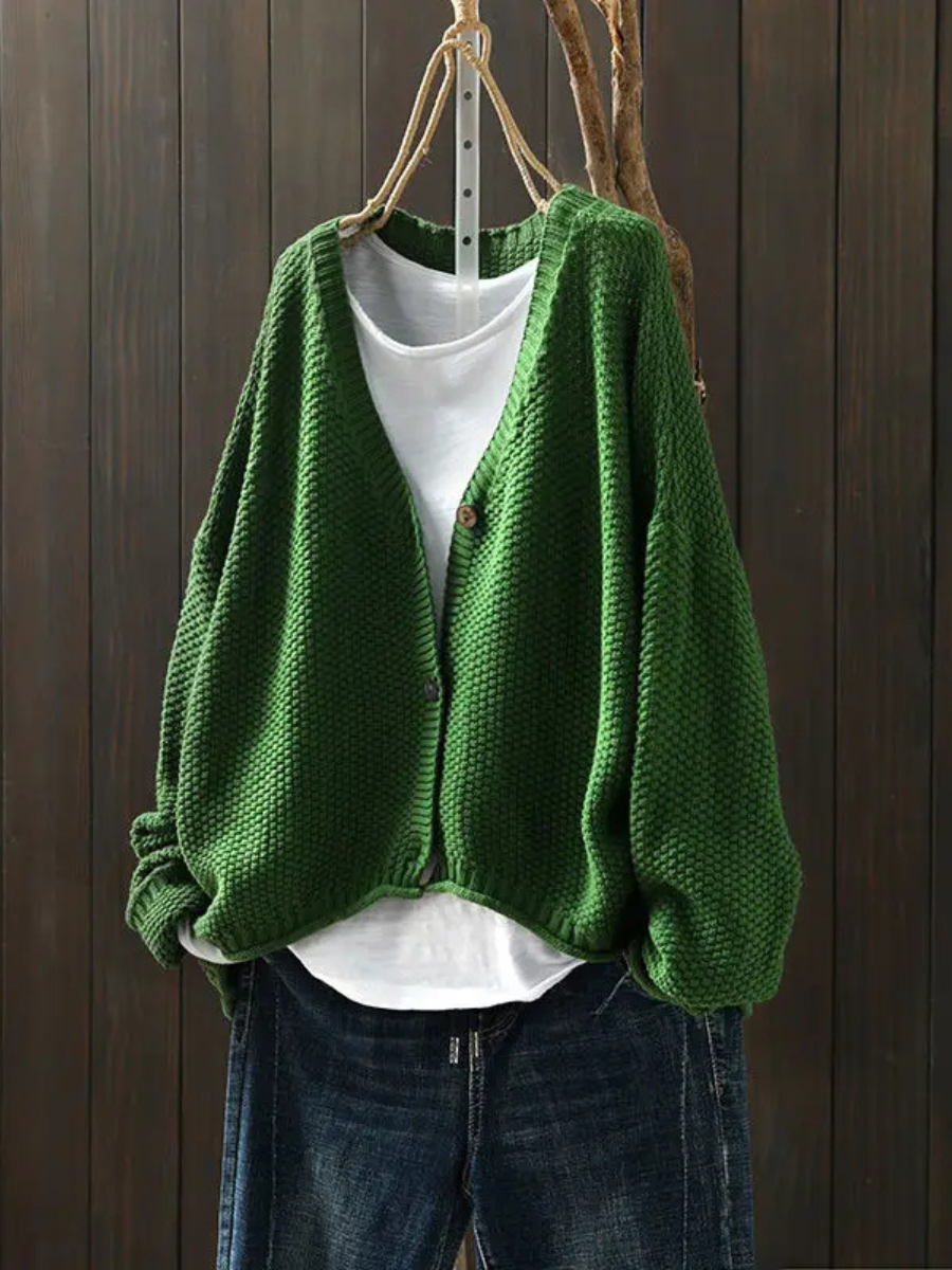 Kvinnors Cardigan V-ringad Avslappnad Stil 6