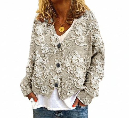 Kvinnors Cardigan med Blommönster 0