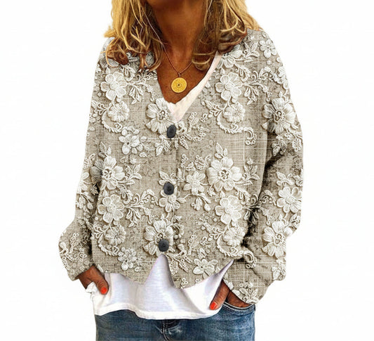 Kvinnors Cardigan med Blommönster 0