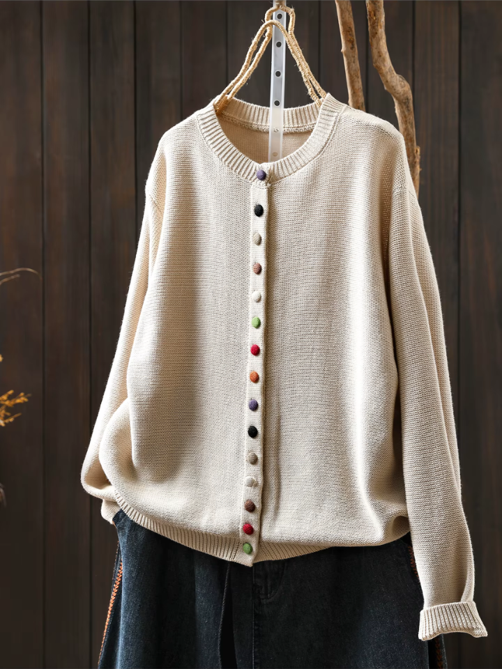Kvinnors Cardigan med Elegant Drapering 1
