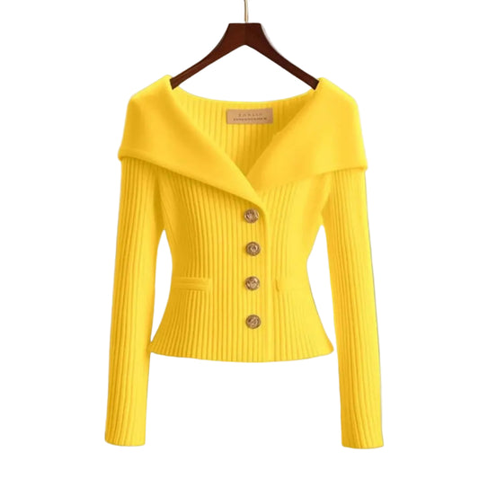 Kvinnors Cardigan med Knäppning Ribbade Detaljer 0