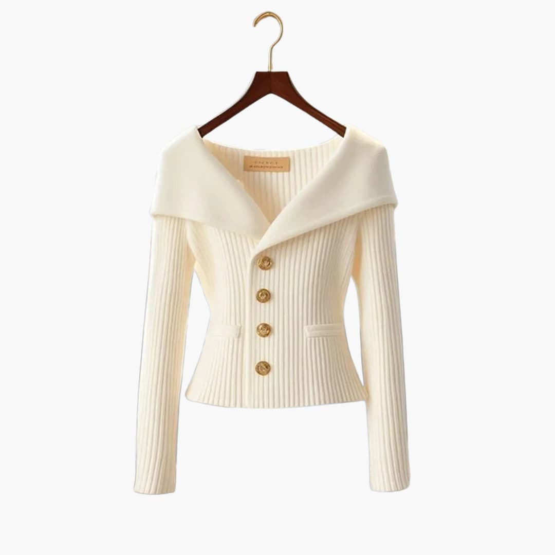 Kvinnors Cardigan med Knäppning Ribbade Detaljer 2