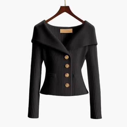 Kvinnors Cardigan med Knäppning Ribbade Detaljer 3