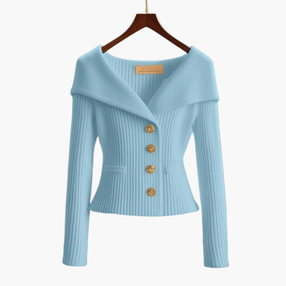Kvinnors Cardigan med Knäppning Ribbade Detaljer 4