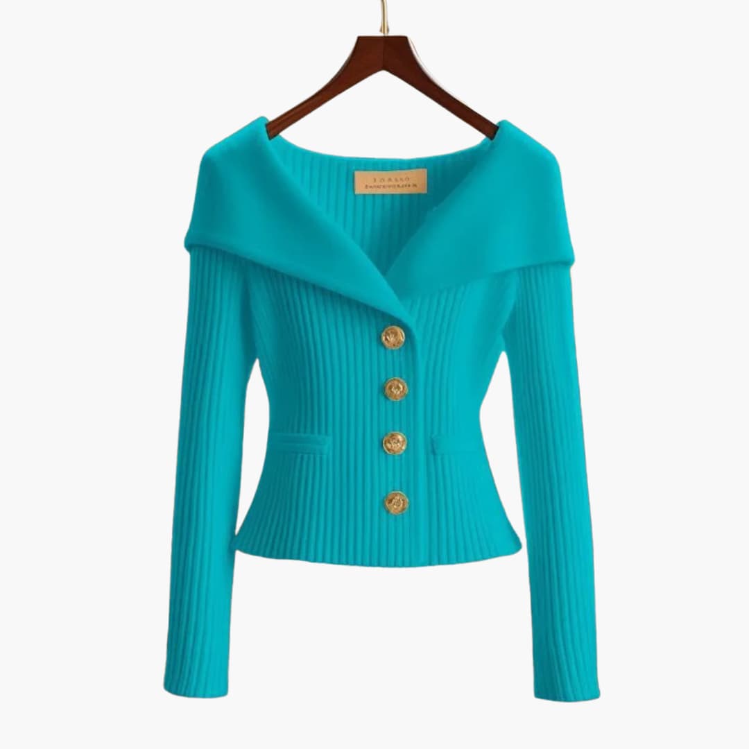 Kvinnors Cardigan med Knäppning Ribbade Detaljer 6