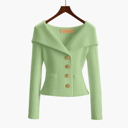 Kvinnors Cardigan med Knäppning Ribbade Detaljer 7
