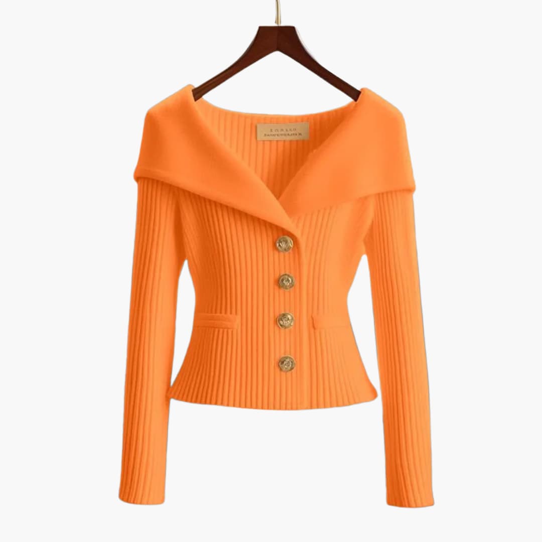 Kvinnors Cardigan med Knäppning Ribbade Detaljer 8
