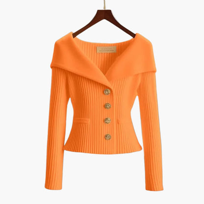 Kvinnors Cardigan med Knäppning Ribbade Detaljer 8