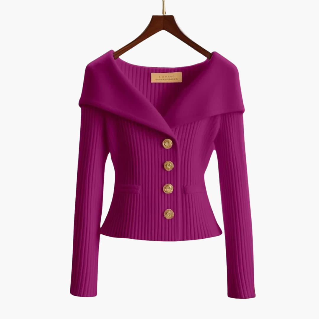 Kvinnors Cardigan med Knäppning Ribbade Detaljer 9