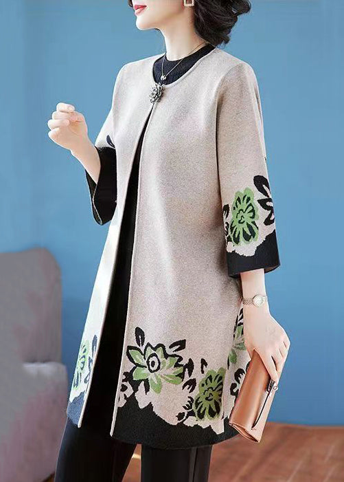 Kvinnors Cardigan med O-halstryck Patchwork Design 2