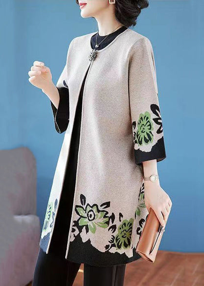 Kvinnors Cardigan med O-halstryck Patchwork Design 2