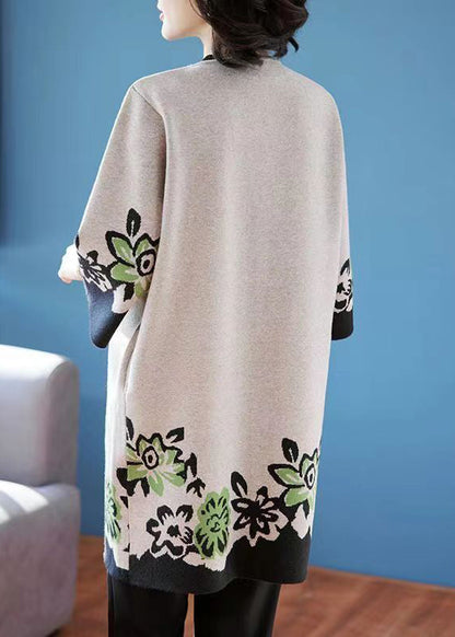 Kvinnors Cardigan med O-halstryck Patchwork Design 4