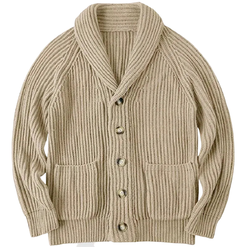 Kvinnors Cardigan med Sjalkrage Ribbade Detaljer 0