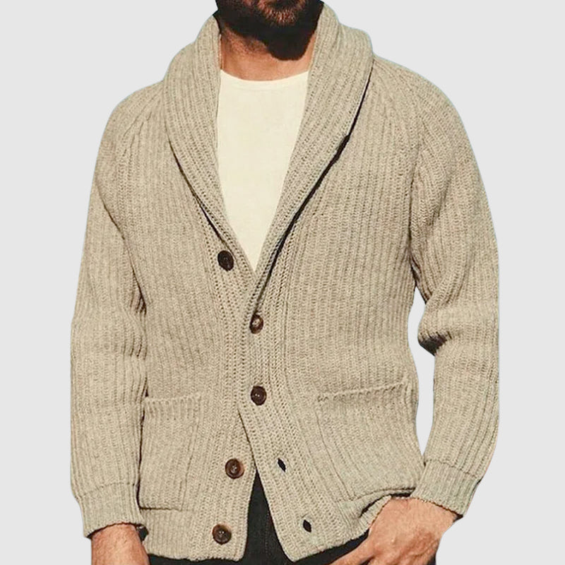 Kvinnors Cardigan med Sjalkrage Ribbade Detaljer 1