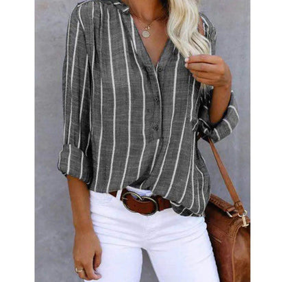 Kvinnors Casual Blus med Randig Design 2