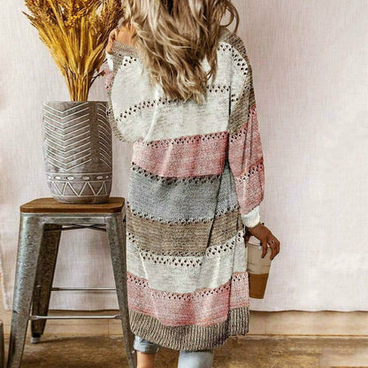 Kvinnors Casual Cardigan Randig 1