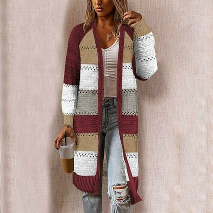 Kvinnors Casual Cardigan Randig 3
